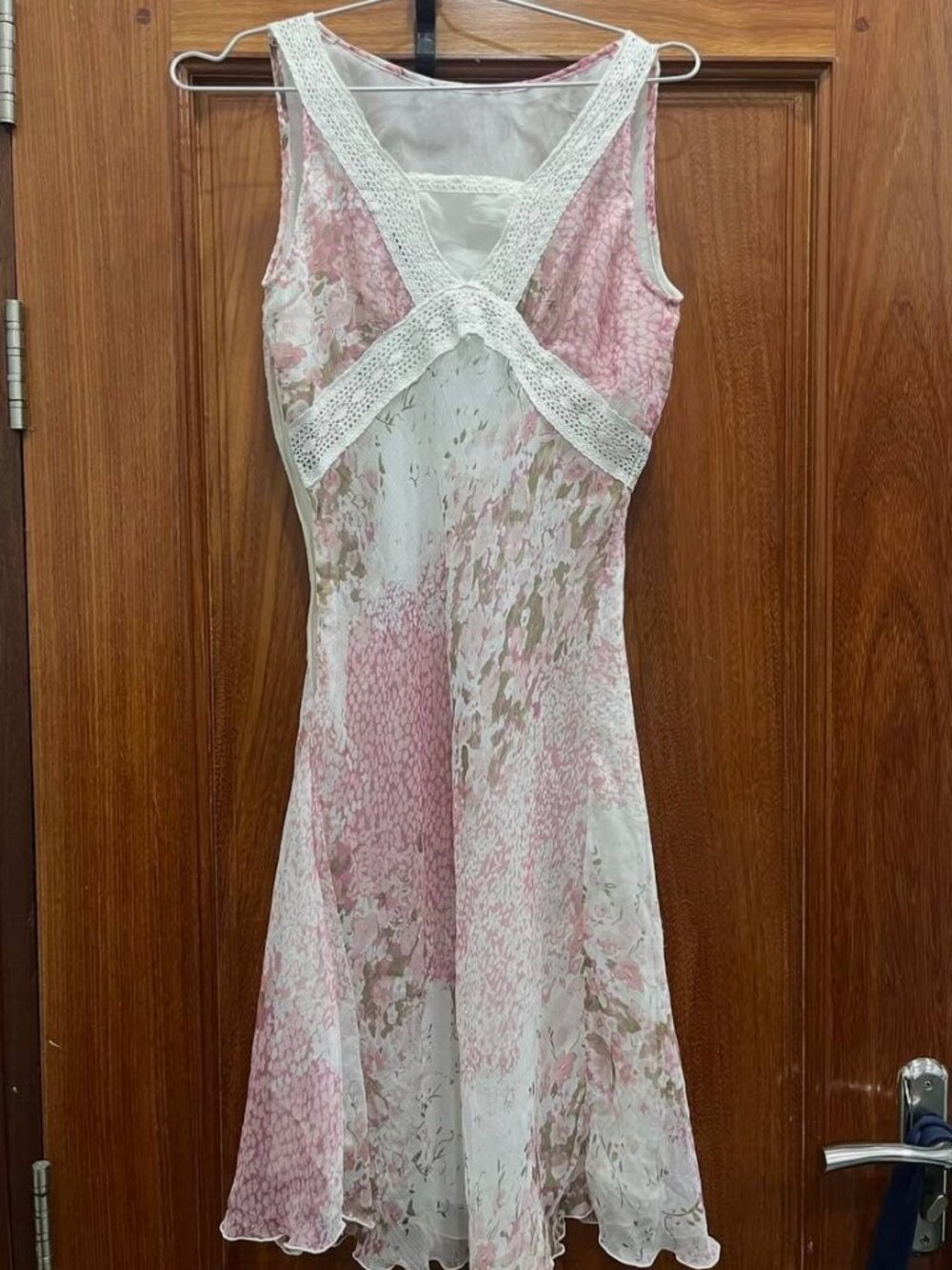 Floral Pink Lace Trim Dress